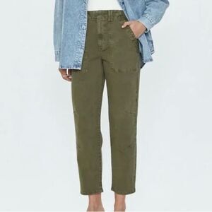 ANTHROPOLOGIE PISTOLA Mara Straight Leg Cropped Pants Army Green Women’s Size 32